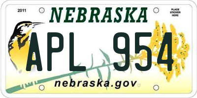 NE license plate APL954