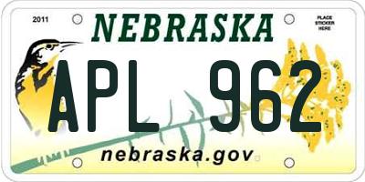 NE license plate APL962