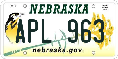 NE license plate APL963