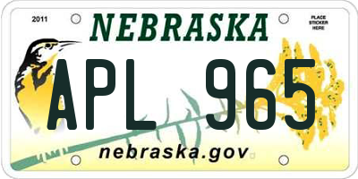 NE license plate APL965