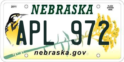 NE license plate APL972