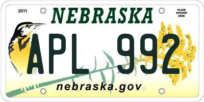 NE license plate APL992