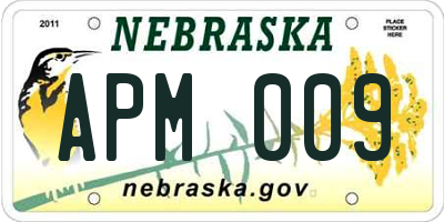 NE license plate APM009