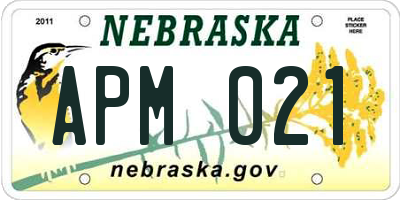 NE license plate APM021