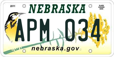 NE license plate APM034