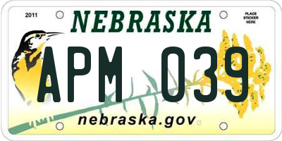 NE license plate APM039