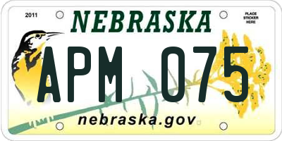 NE license plate APM075