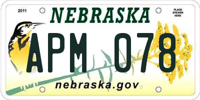 NE license plate APM078