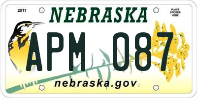 NE license plate APM087