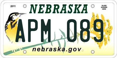 NE license plate APM089