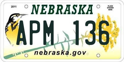 NE license plate APM136