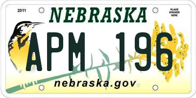 NE license plate APM196