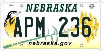 NE license plate APM236