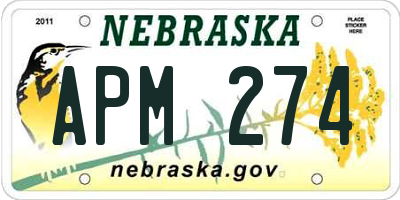 NE license plate APM274