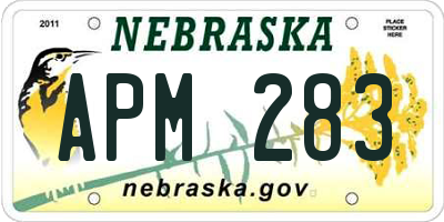 NE license plate APM283