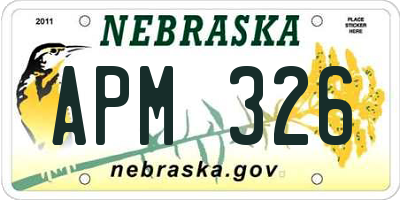 NE license plate APM326