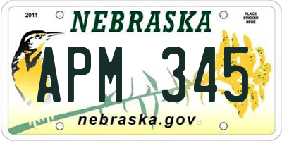 NE license plate APM345