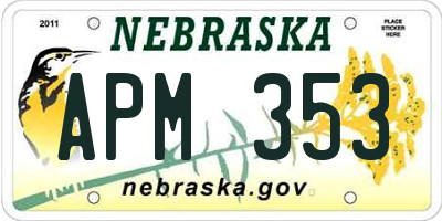 NE license plate APM353