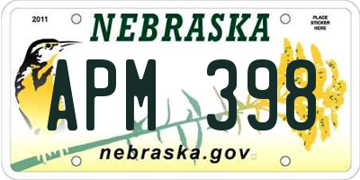 NE license plate APM398