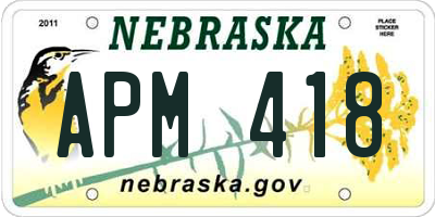 NE license plate APM418