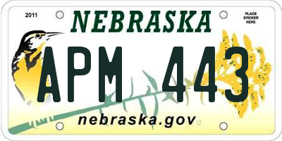 NE license plate APM443