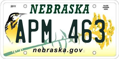 NE license plate APM463