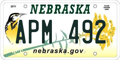 NE license plate APM492