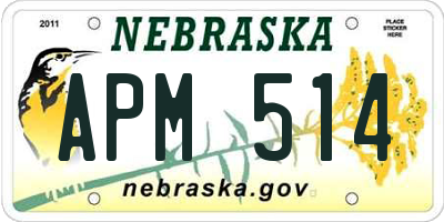 NE license plate APM514