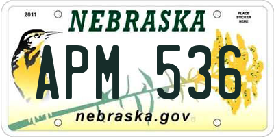 NE license plate APM536