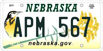 NE license plate APM567