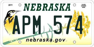 NE license plate APM574