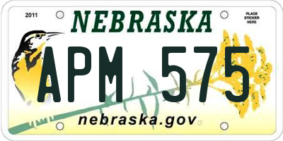 NE license plate APM575