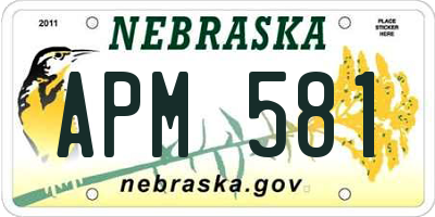 NE license plate APM581