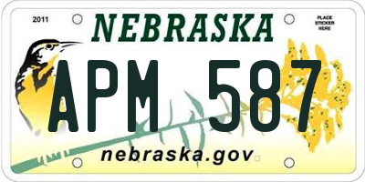 NE license plate APM587