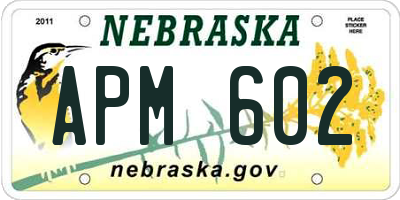 NE license plate APM602
