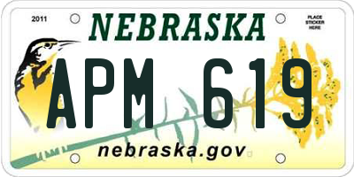 NE license plate APM619