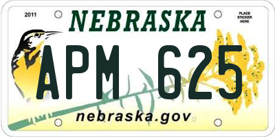 NE license plate APM625