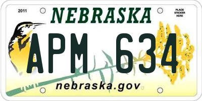 NE license plate APM634