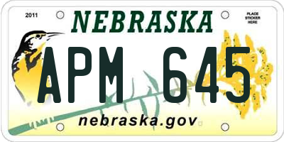NE license plate APM645