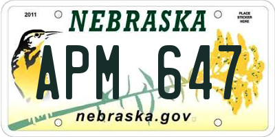 NE license plate APM647