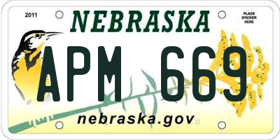 NE license plate APM669