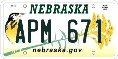 NE license plate APM671