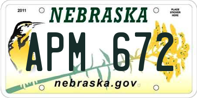 NE license plate APM672