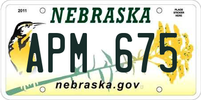 NE license plate APM675