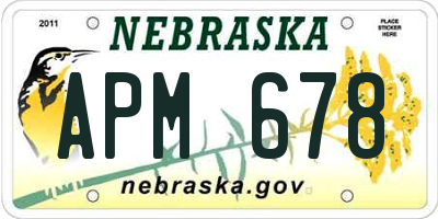 NE license plate APM678