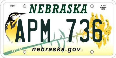NE license plate APM736
