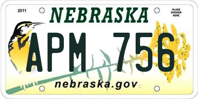 NE license plate APM756