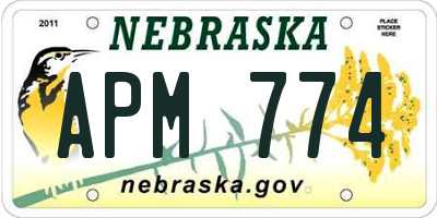 NE license plate APM774