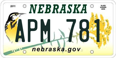 NE license plate APM781