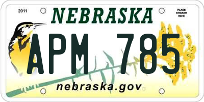 NE license plate APM785